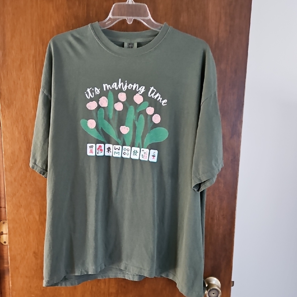 Comfort Colors Olive Mahjong Time Womens SZ 3X T-Shirt, short Sleeve, NWOT